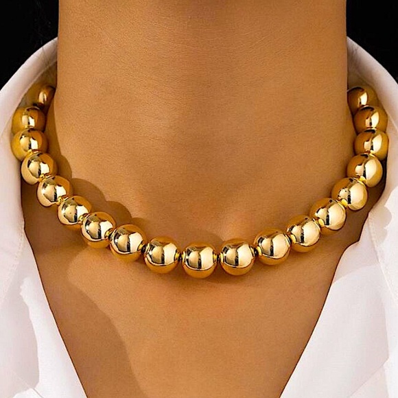 Gold Beaded Ball Necklace - Picture 1 of 4